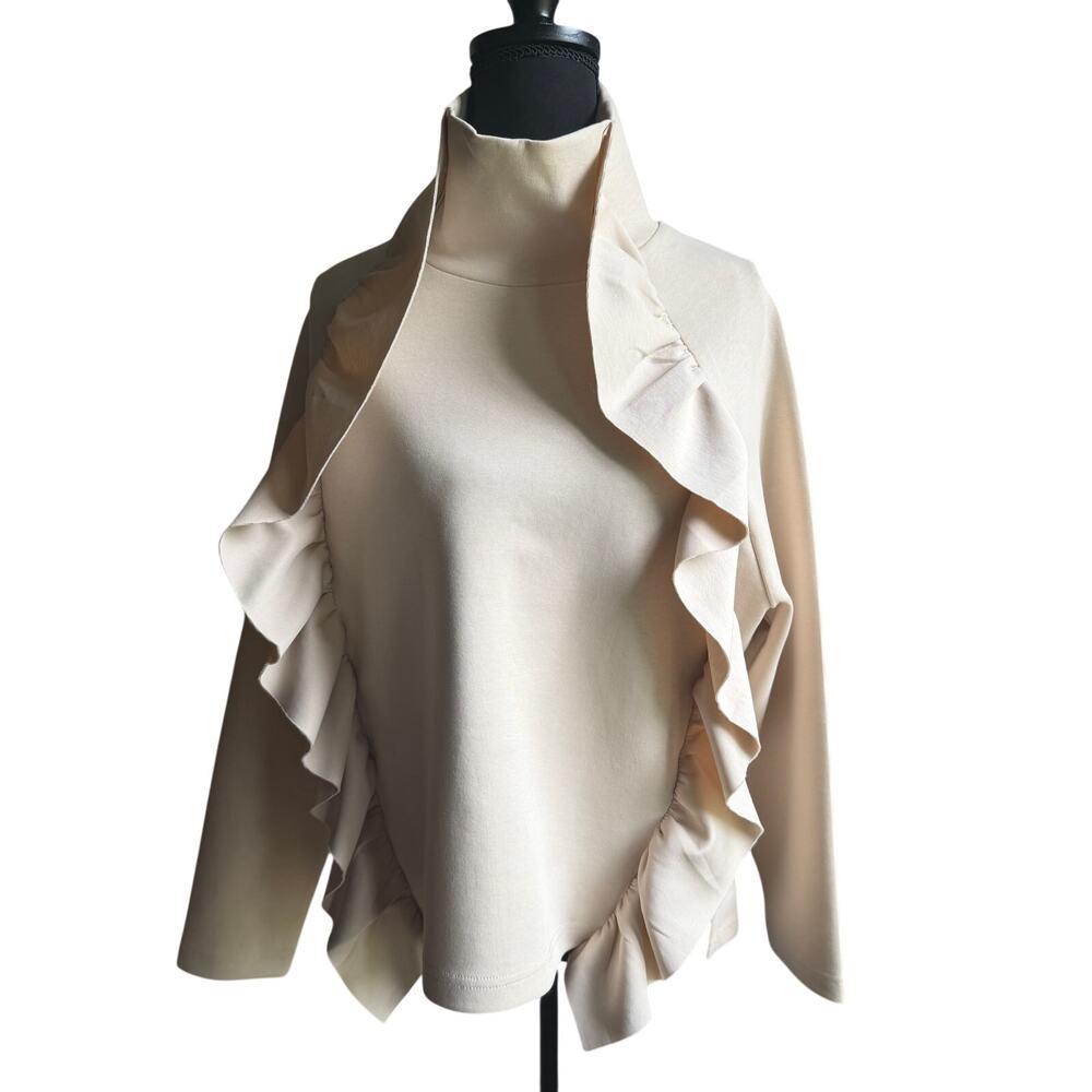 Psophía Vázquez de Castro Ruffle Tech Blouse XS Cream Spanish Designer